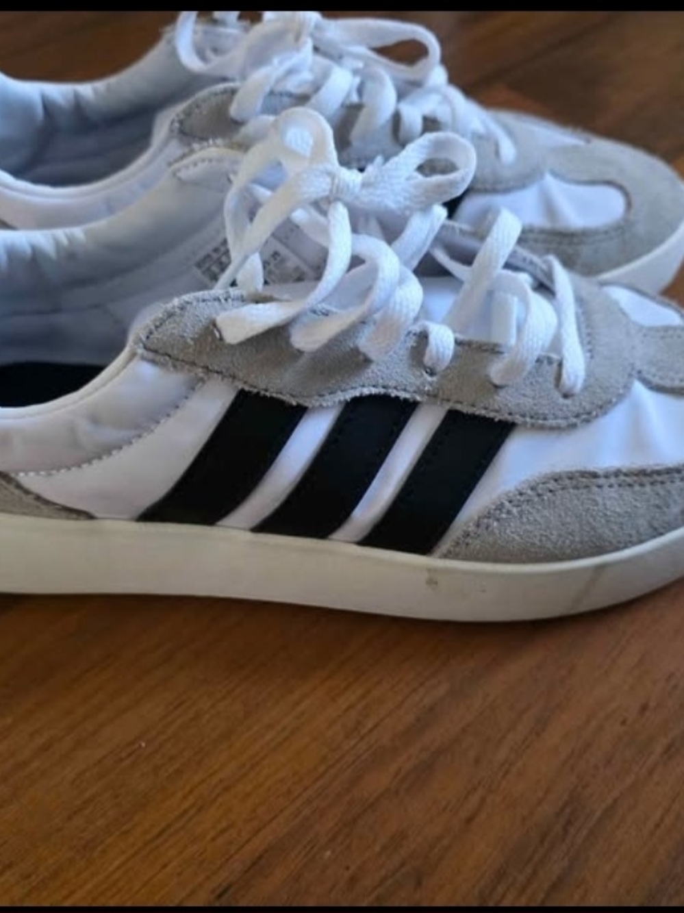 Adidas White & Black Three-Stripe Suede Accent Sneakers
